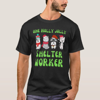 Animal shelter worker Christmas dog cat shelter re T-Shirt