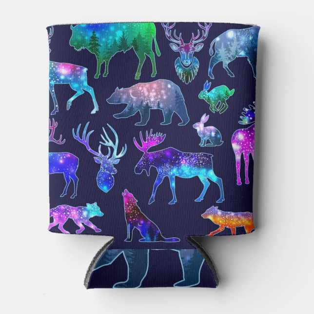 Animal Silhouettes, Galaxy Space Effect. Can Cooler (Front)