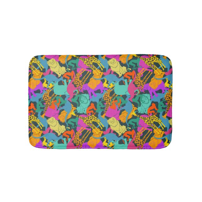 Animal Silhouettes Pattern Bath Mat (Front)