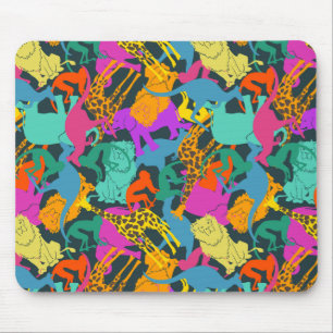 Animal Silhouettes Pattern Mouse Mat