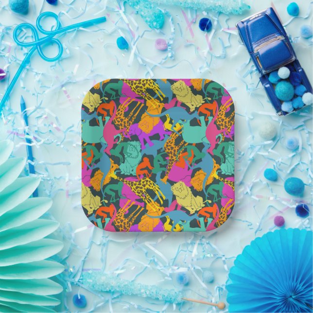 Animal Silhouettes Pattern Paper Plate (Party)