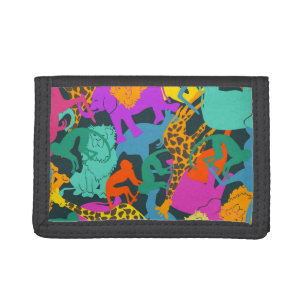 Animal Silhouettes Pattern Trifold Wallet