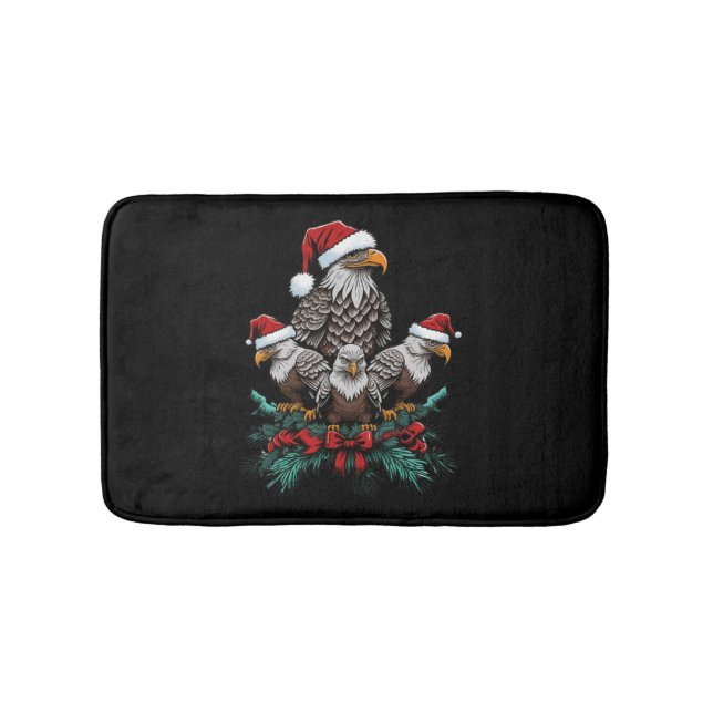 Animal Sitting in snow with Lights Christmas Santa Bath Mat (Front)