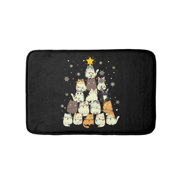 Animal Sitting in snow with Lights Christmas Santa Bath Mat (Front)