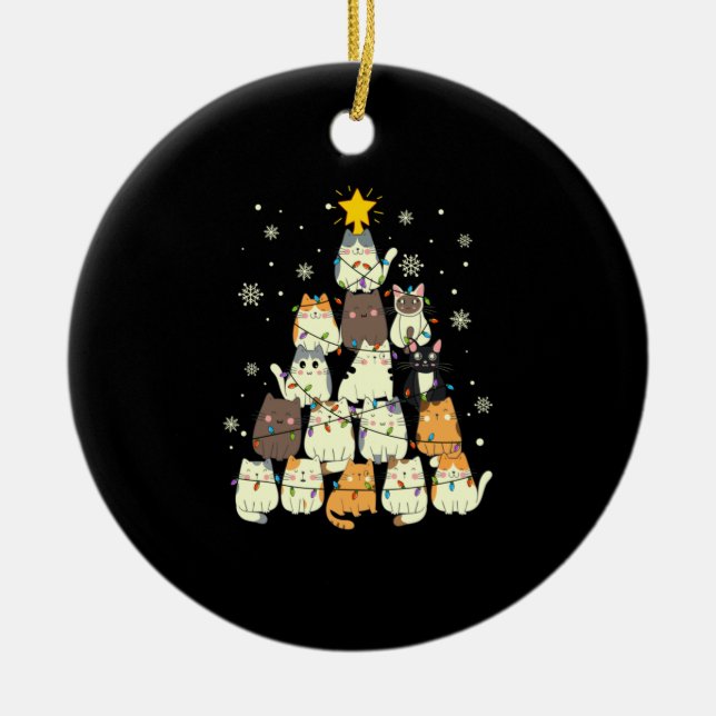 Animal Sitting in snow with Lights Christmas Santa Ceramic Tree Decoration (Front)