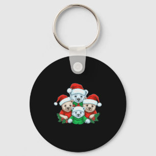 Animal Sitting in snow with Lights Christmas Santa Key Ring