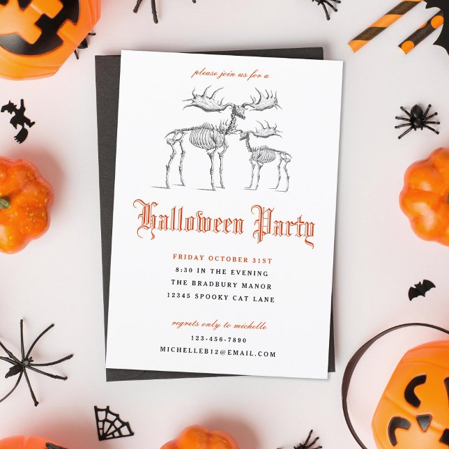 Animal Skeletons Halloween Party Invitation (Creator Uploaded)