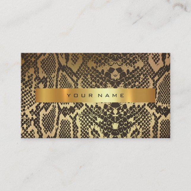 Animal Skin Black Gold Python Vip Fashion Stylist Business Card (Front)