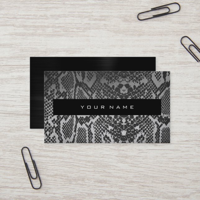 Animal Skin Black Silver Gray  Python Vip Stylist Business Card (Front/Back In Situ)