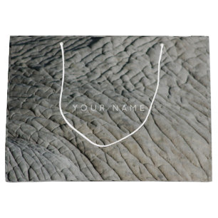 Animal Skin Brown Abstract Elephant Gray Silver Large Gift Bag