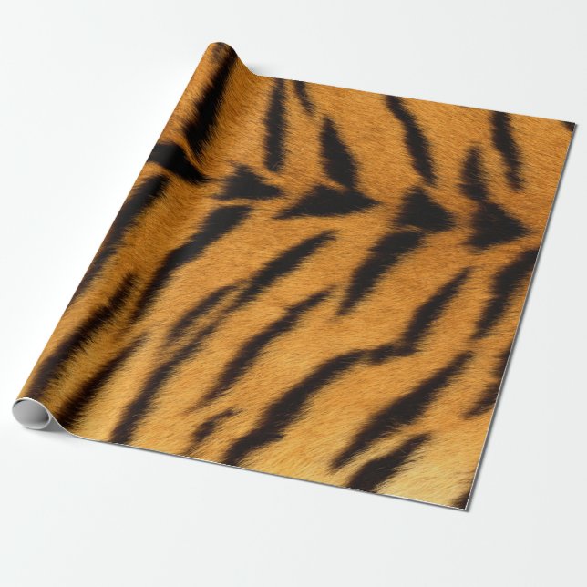 Animal Skin Brown Black Tiger Safari Fur VIP Wrapping Paper (Unrolled)