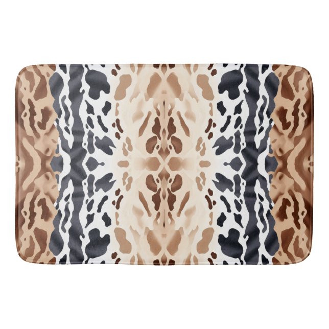 Animal Skin Cowhide print symmetrical Bath Mat (Front)