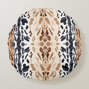 Animal Skin Cowhide print symmetrical Round Cushion