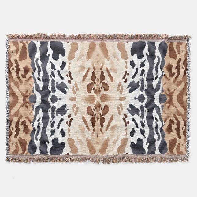 Animal Skin Cowhide print symmetrical Throw Blanket (Front)