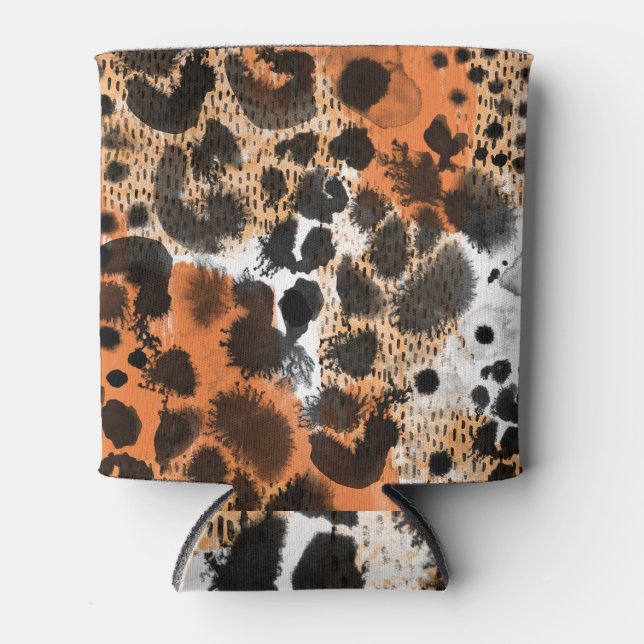 Animal skin: creative leopard pattern. can cooler (Front)