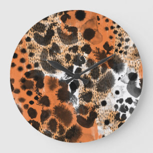 Animal skin: creative leopard pattern. large clock
