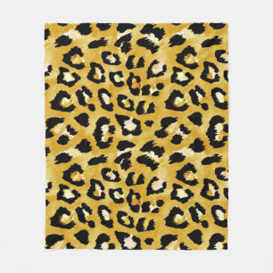 Animal Skin, Watercolor Leopard Seamless. Fleece Blanket
