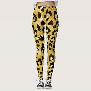 Animal Skin, Watercolor Leopard Seamless. Leggings