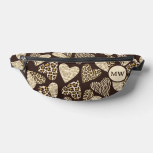 Animal skin with hearts bum bags
