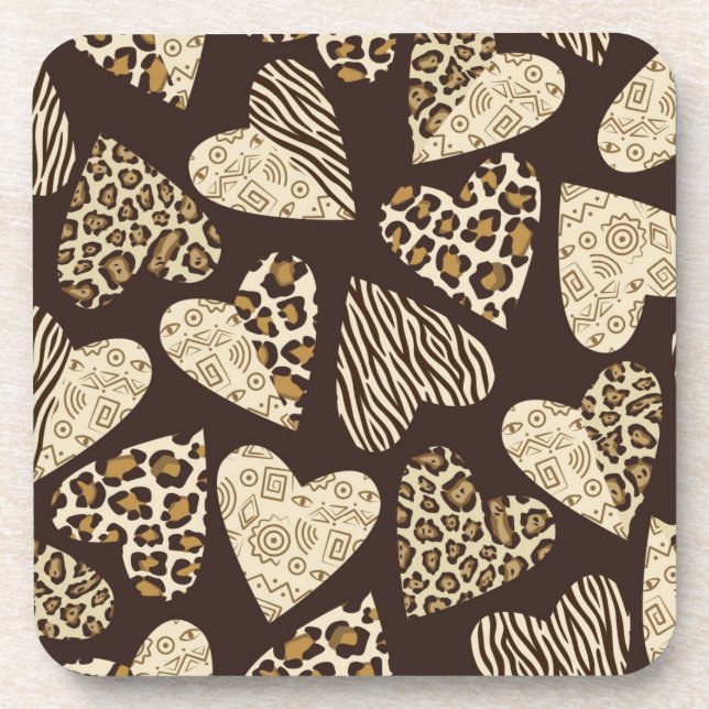 Animal skin with hearts coaster (Front)