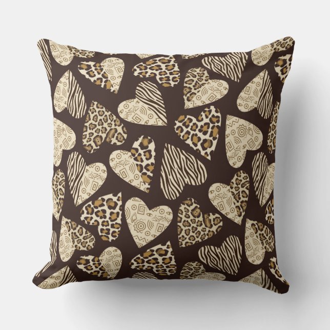 Animal skin with hearts cushion (Front)