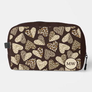 Animal skin with hearts dopp kit