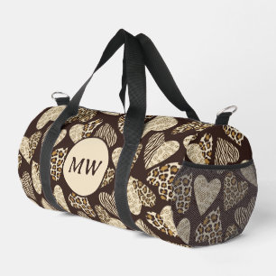 Animal skin with hearts duffle bag