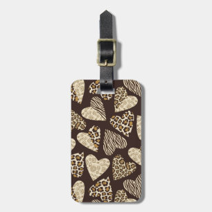 Animal skin with hearts luggage tag