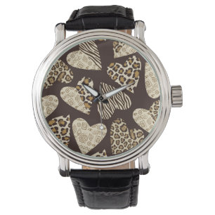 Animal skin with hearts watch