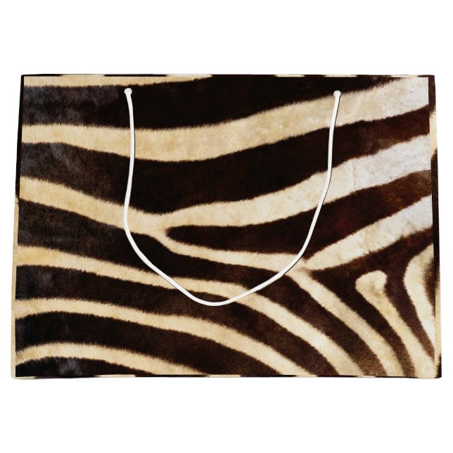 Animal Skin Zebra Safari Brown Whit Black Large Gift Bag (Front)