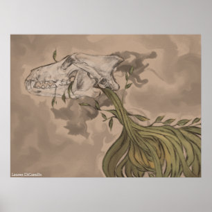 Animal Skull and Vines Poster