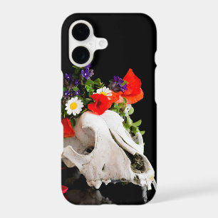 Animal skull with a wreath of wild flower