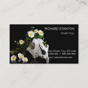 Animal skull with a wreath of wild flower business card