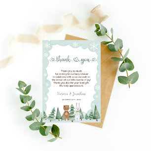 Animal snowflake Winter Baby Shower Thank You Card