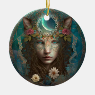 Animal Spirit Mystical Fantasy Art Ceramic Tree Decoration