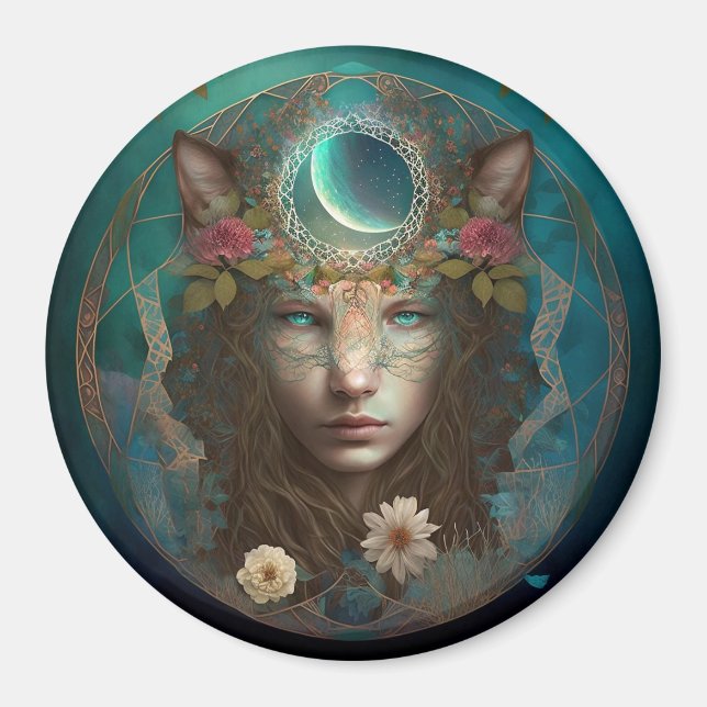 Animal Spirit Mystical Fantasy Art Magnet (Front)