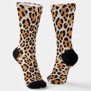 Animal spotted pattern, orange, brown, Crew Socks