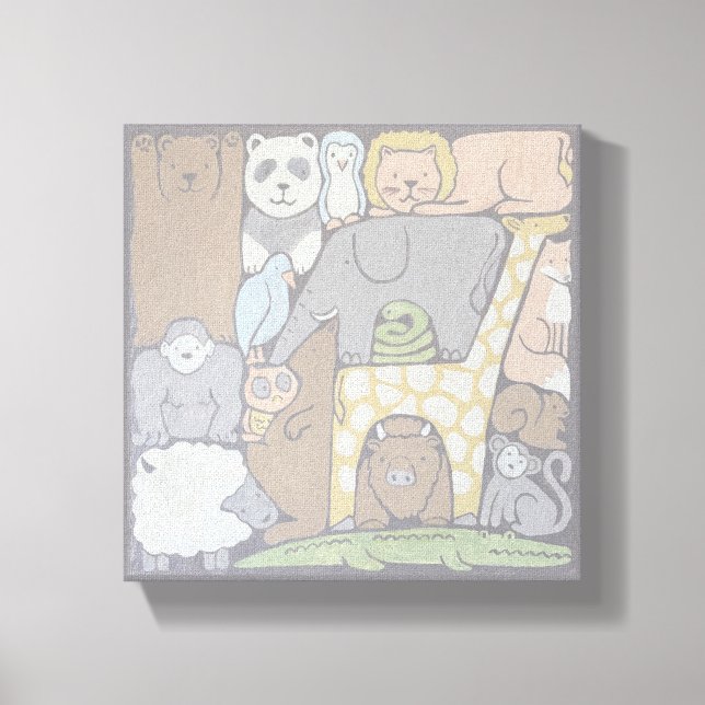 Animal Stack children's nursery/playroom art Canvas Print (Front)
