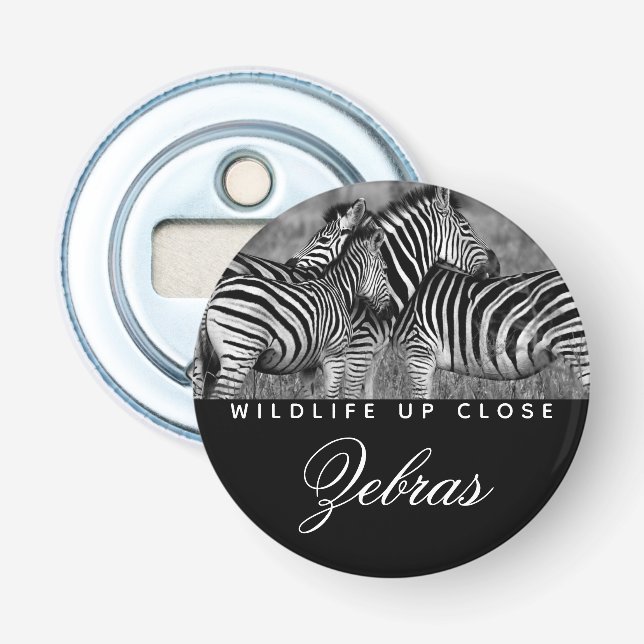 Animal Stripe Black White Wildlife up Close Bottle Opener (Front)