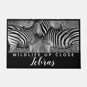 Animal Stripe Black White Wildlife up Close Doormat