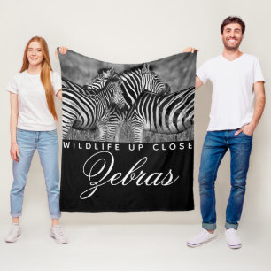 Animal Stripe Black White Wildlife up Close Fleece Blanket