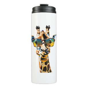 animal sunglasses giraffe with sunglasses   thermal tumbler