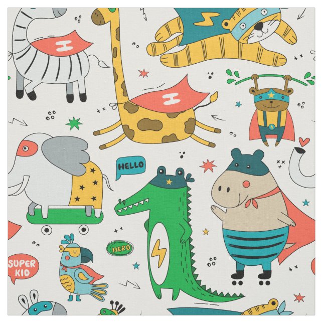 Animal Super Hero Fabric (Swatch)