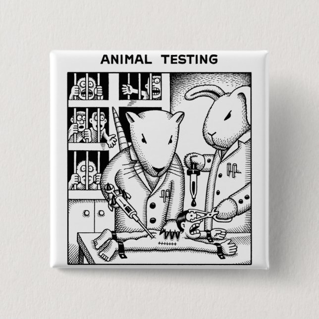 Animal Testing 15 Cm Square Badge (Front)