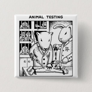 Animal Testing 15 Cm Square Badge