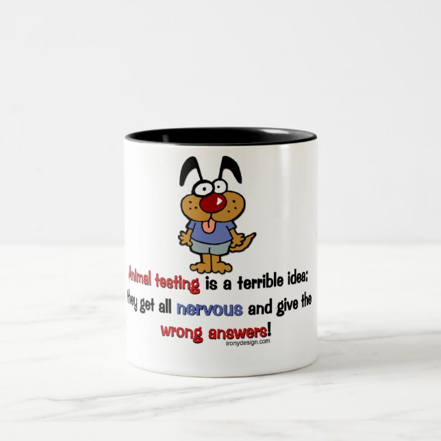 Animal Testing Humour Two-Tone Coffee Mug (Center)