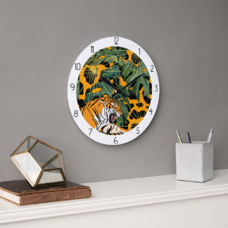 animal  tiger at the jungle large clock