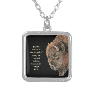 Animal Totem Spiritual, Bison, Buffalo Inspiration Silver Plated Necklace