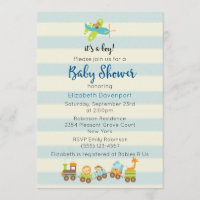 Animal Toy Train and Aeroplane Baby Boy Shower