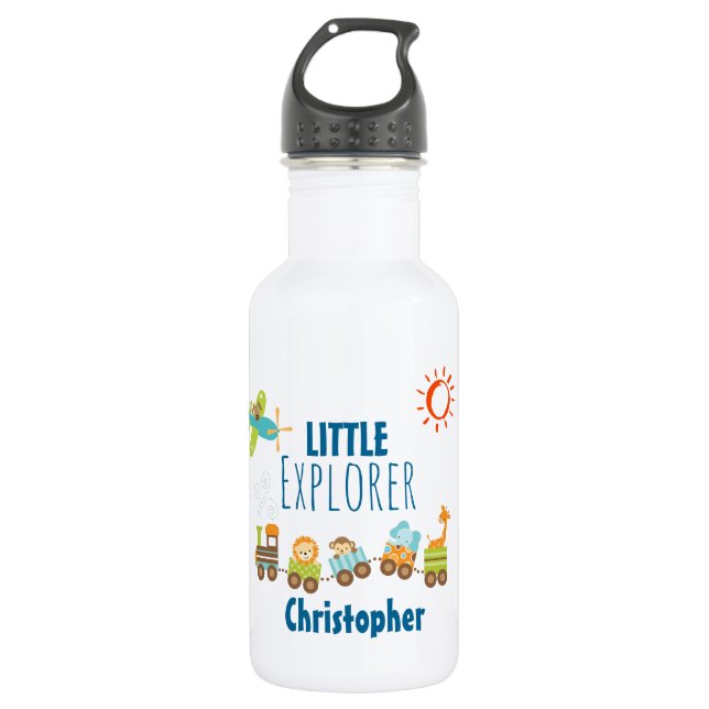 Animal Toy Train and Aeroplane Little Explorer 532 Ml Water Bottle (Front)